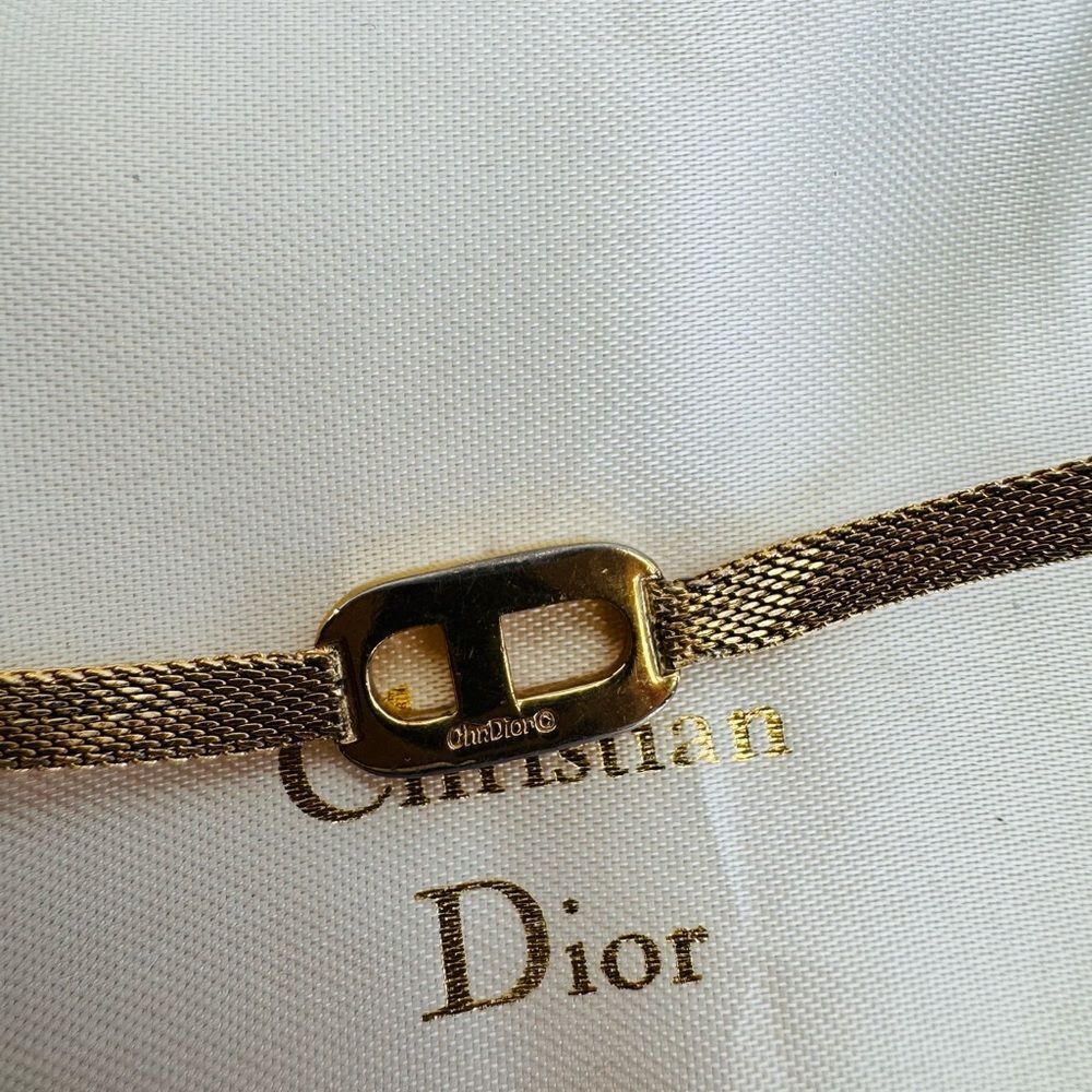 Dior Vintage Gold Mesh Bracelet with CD Logo - Picture 6 of 12